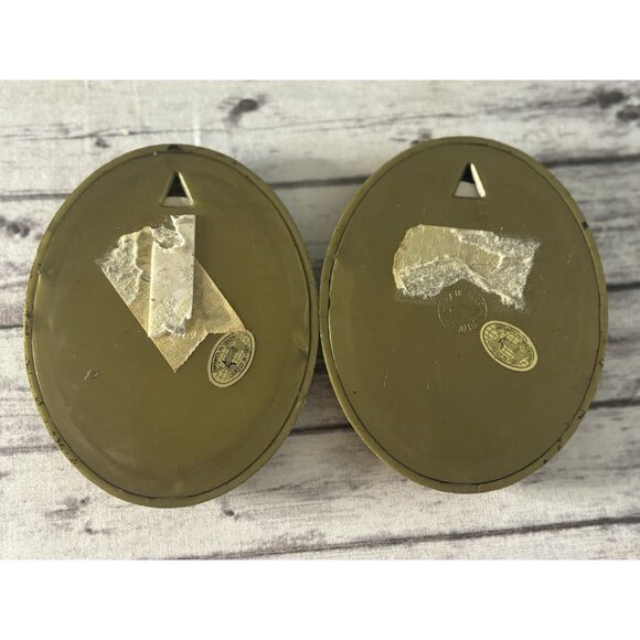 VTG Pair Italian Art Print Oval Frame Action Pink Green Handcraft Italy Florence - Picture 6 of 11